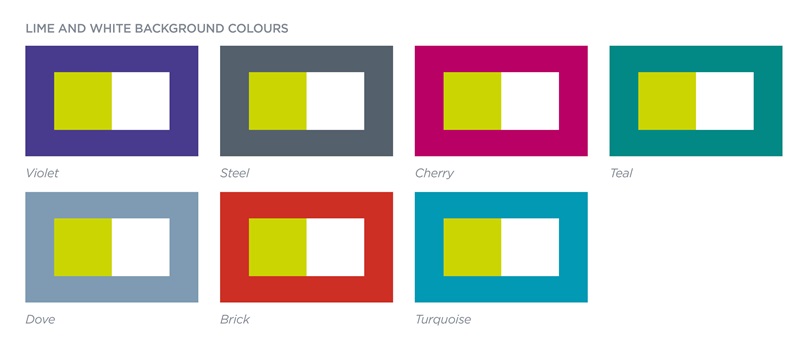 Seven examples of colour combinsations 