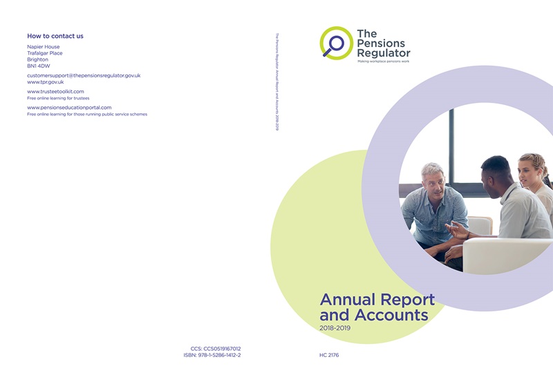 An example of a front cover of the annual report and accounts
