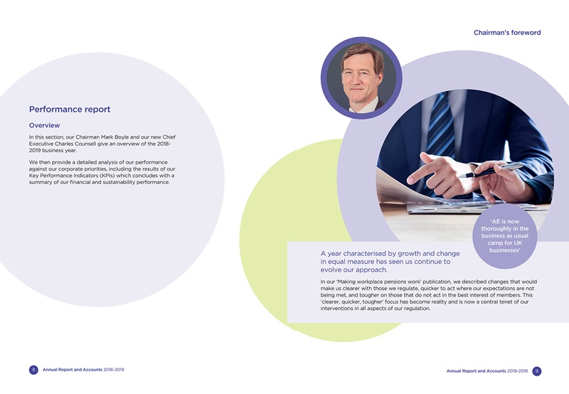 An example of an inner spread from the annual report and accounts