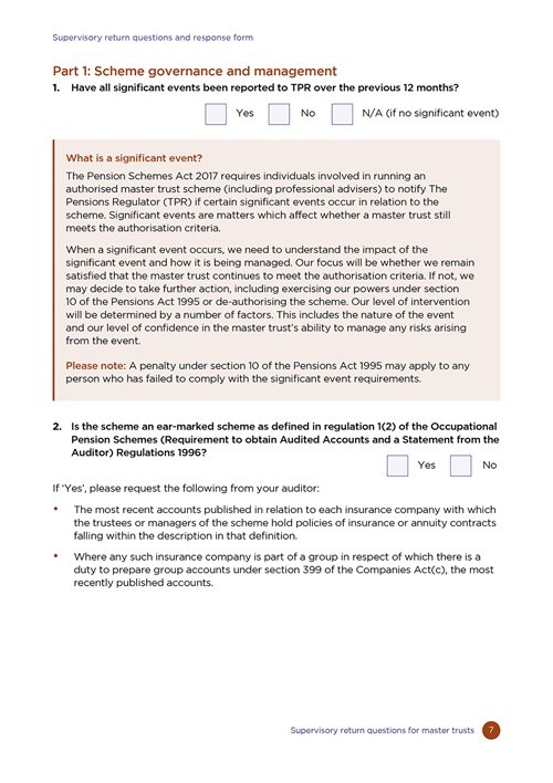 An example of a questionnaire page