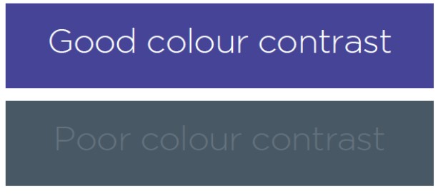 Colour contrast examples one good and one bad